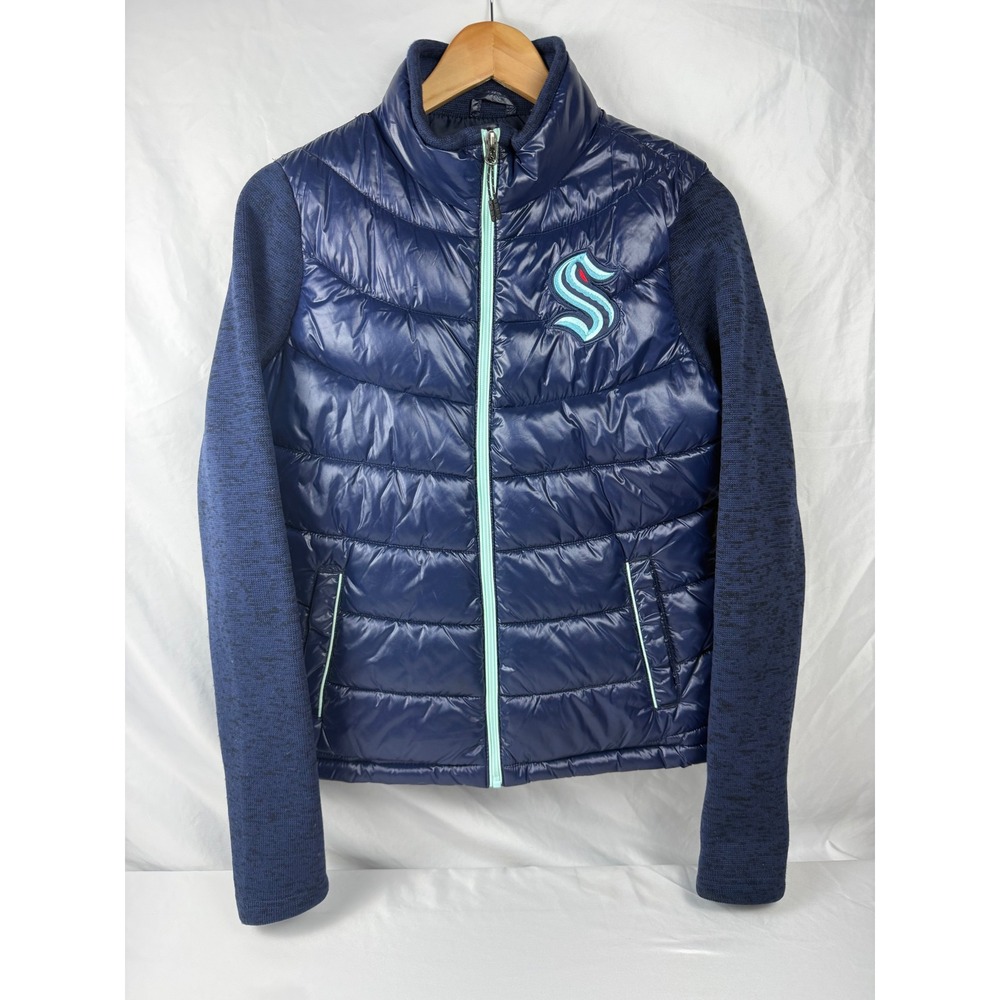 NHL‎ Seattle Kraken G-III 4Her Women's Quilted Puffer Jacket Navy Blue Size M